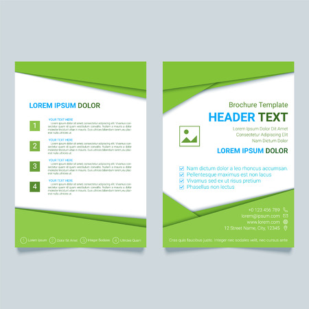 Creative brochure vector template in green color. Modern poster, flyer business template in a material design style. Vector illustrationのイラスト素材