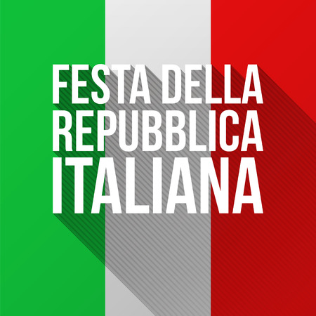 Text Italian Republic Day with long shadows. Modern flat vector illustration for National Day of Italy celebrated on 2 Juneのイラスト素材