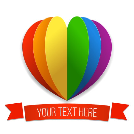 Rainbow heart with a ribbon.のイラスト素材