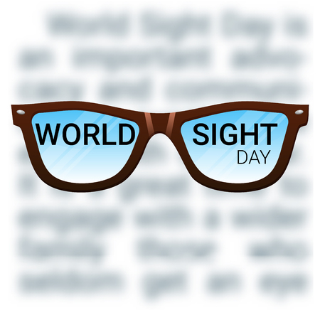 World Sight Day background. Vector illustration with glasses. Fighting blindness, cataract, glaucoma, vision impairment. Eye health concept. Creative flyer, poster template for ophthalmology.のイラスト素材