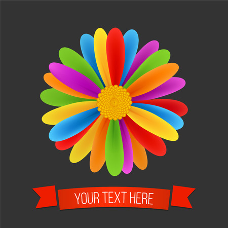 Rainbow flower. Peace, tolerance,symbol.  Modern background with ribbon. Creative colorful logo.のイラスト素材