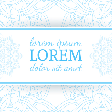 Blue mandala. Vector template for decoration, greeting card, menu, flyer, brochure, book cover. Ethnic decorative round element. Islam, Arabic, Indian ottoman motifs Oriental line ornamentのイラスト素材