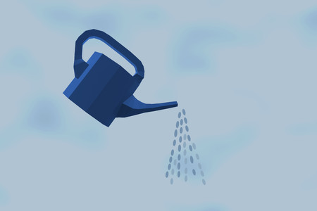 Irrigation Concept : watering can on blue clouded background.の写真素材