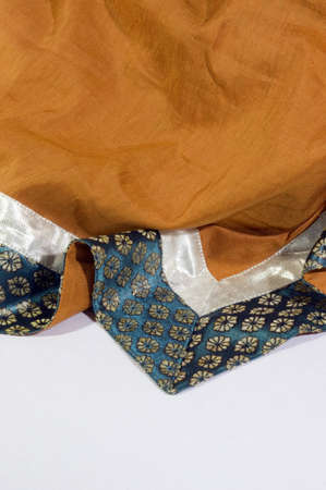 Detail and close-up of a draped colorfull Indian shawl