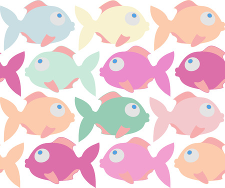Colorful fish cartoon seamless vector pattern. Cute fish.のイラスト素材