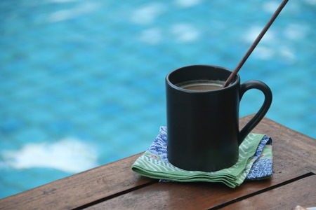Coffee by the poolの写真素材