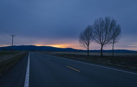 Beautiful sunset at the California countryside, featuring the clouds and the reflection.の写真素材
