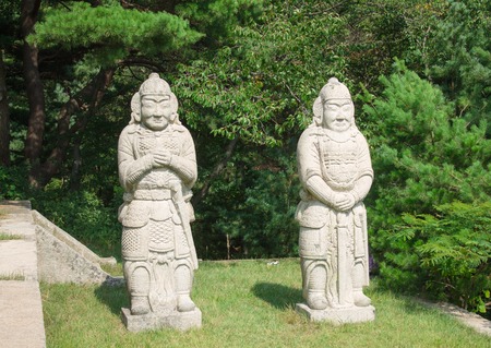 stone statue on the tomb of king conmin. North Koreaの写真素材