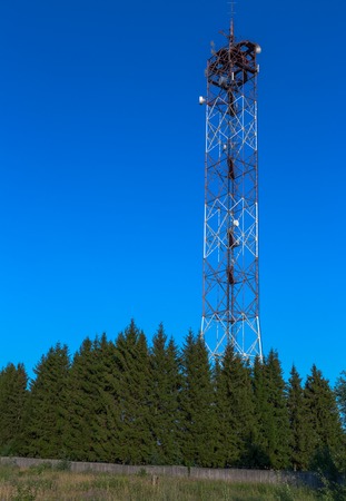 tower TV repeater on blue sky backgroundの写真素材