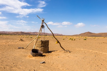 water well in Sahara desert, Morocco, Africaの写真素材