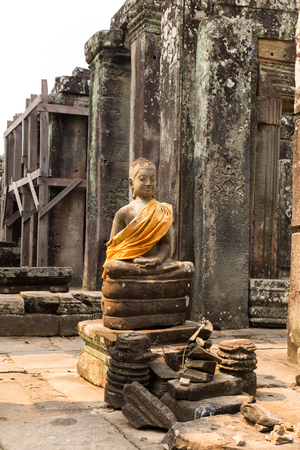 Buddha statue in the Bayon Temple Siem Reap Cambodiaの写真素材