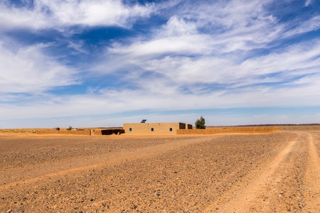 hut Berber in the Sahara desert with solar batteryの写真素材