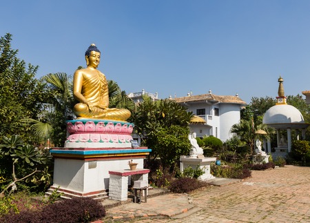 Gautami Nuns Temple, buddha statue Lumbini Nepalの写真素材