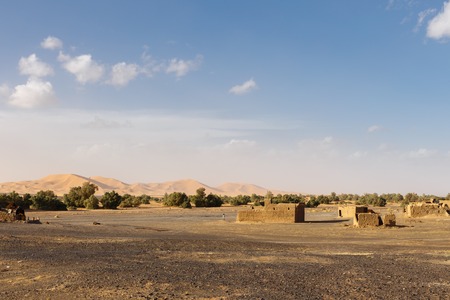 Berber village near the Erg Chebbi dune, Moroccoの写真素材