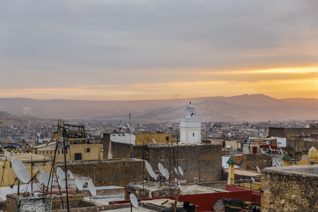 View from a roof in the medina of Fez.の写真素材