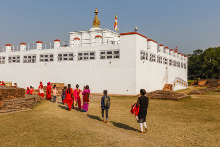 Lumbini, Nepal - November 17, 2016: Maya Devi Temple in Lumbini, Nepal. Lumbini the Birthplace of the Lord Buddha.のeditorial素材