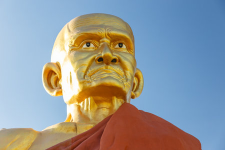 Non Pradu, Thailand - December 14, 2019: Museum to spread buddhist sain of Thailand. Monk statue.のeditorial素材