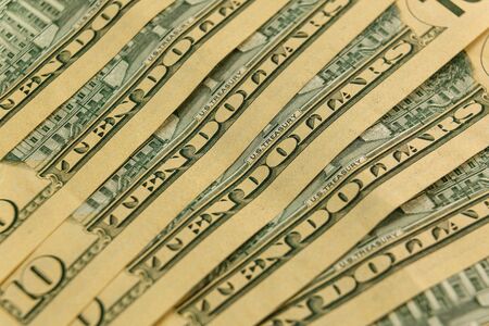 ten dollar bills, background from paper money.の写真素材