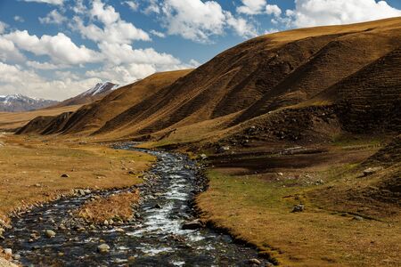 Susamyr River, fast river in the mountains of Kyrgyzstan.の写真素材