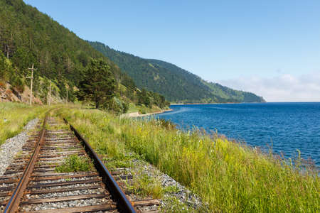 Circum-Baikal Railway, Russia. the old Trans Siberian railway on the shores of lake Baikalの写真素材