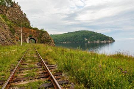 Circum-Baikal Railway. Old railroad tunnel number 13 on the railway. tunnel Chaikinskyの写真素材