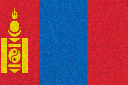 Mongolia flag on styrofoam texture. national flag painted on the surface of plastic foamの写真素材