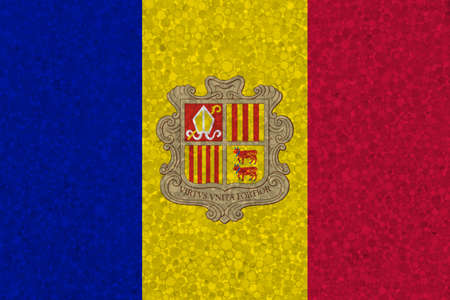 Andorra flag on foam texture. national flag painted on the surface of plastic foamの写真素材