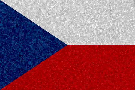 Czech Republic flag on foam texture. national flag painted on the surface of plastic foamの写真素材