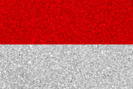 Indonesia flag on foam texture. national flag painted on the surface of plastic foamの写真素材