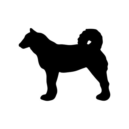 Laika dog. Black silhouette of a dog on a white background. vector illustrationのイラスト素材