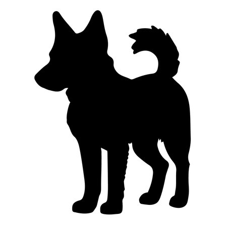 Black silhouette of a dog on a white background. vector illustration.のイラスト素材