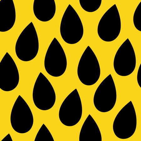 Black figures in the form of a drop on a yellow background. Seamless vector background.のイラスト素材