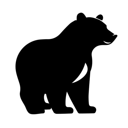 Vector silhouette of bear on white background. Symbol of wild animal.のイラスト素材