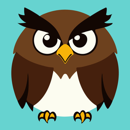 Owl cartoon vector illustration. Cute cartoon owl with big eyes. vector illustration.のイラスト素材