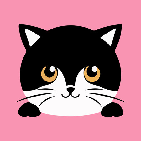 Cute black cat isolated on pink background. vector illustration. Eps 10.のイラスト素材