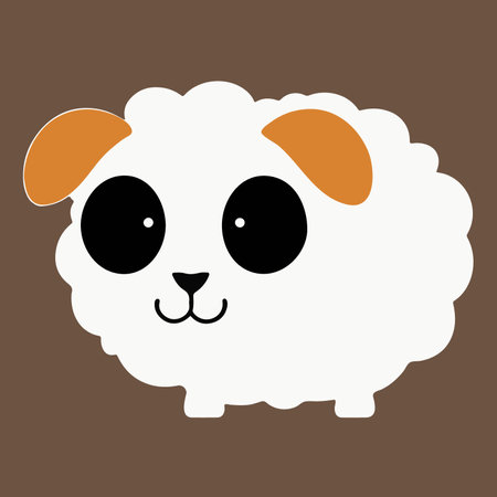 Cute cartoon sheep. vector illustration for your design. Isolated on brown background.のイラスト素材