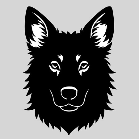 wolf head. vector illustration. Isolated on a gray background.のイラスト素材
