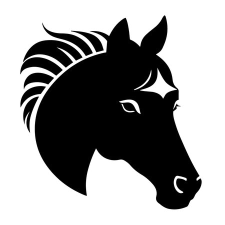 Horse head black silhouette isolated on white background. Vector illustration.のイラスト素材