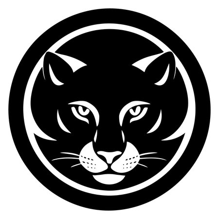 Black and white vector illustration of a leopard head in a circleのイラスト素材