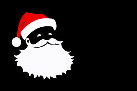 Santa Claus with beard and mustache on black background. vector illustration.のイラスト素材