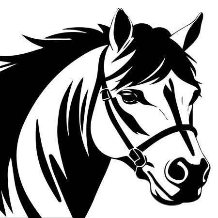 Horse head - black and white vector illustration for your design.のイラスト素材