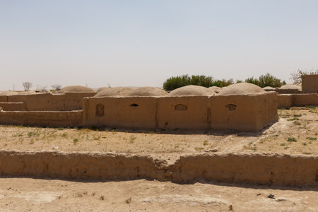 Traditional earth structures reflect the rich cultural heritage and traditional building techniques of the arid landscape.の写真素材