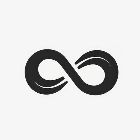 A stylish minimalist infinity symbol in black and white, designed with smooth curves and bold lines, perfect for branding or modern design conceptsの素材