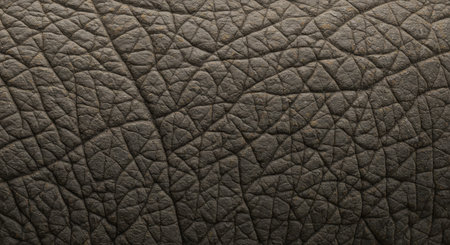 Close up of wrinkled elephant skin, revealing its rough texture and intricate natural patterns of deep creases and folds. Unique animal detail.の素材