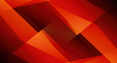 Dynamic geometric background featuring sharp, intersecting red and orange triangular shapes creating a modern and abstract design with depth and intensity.の素材
