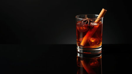 Enjoying a refreshing glass of mauby, a traditional drink from Guyana, garnished with spices, showing its rich colors and flavors.の素材