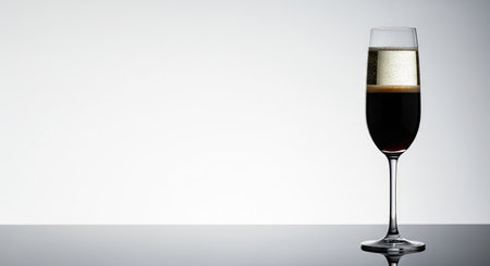 A classic Black Velvet cocktail. This layered drink with stout beer and sparkling wine is served in a champagne flute.の素材