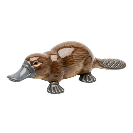 Vintage porcelain figurine of a platypus. This classic Australian wildlife statuette is a beautiful collectible souvenir.の素材