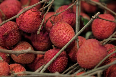 Closeup Lychee fruit (Litchi chinensis Sonn), Thai fruit Linchee  background.の写真素材