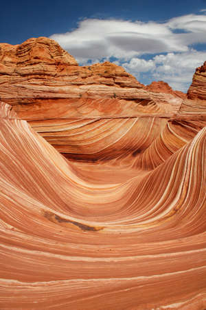 Vermilion Cliffs Nature Reserve The Wave Sandstones and Blue Sky in Arizona, USAの写真素材